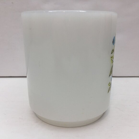 Vintage White Avocado Green Yellow Blue Retro 70's Coffee Mug Cup Leaves Berries - Picture 2 of 11